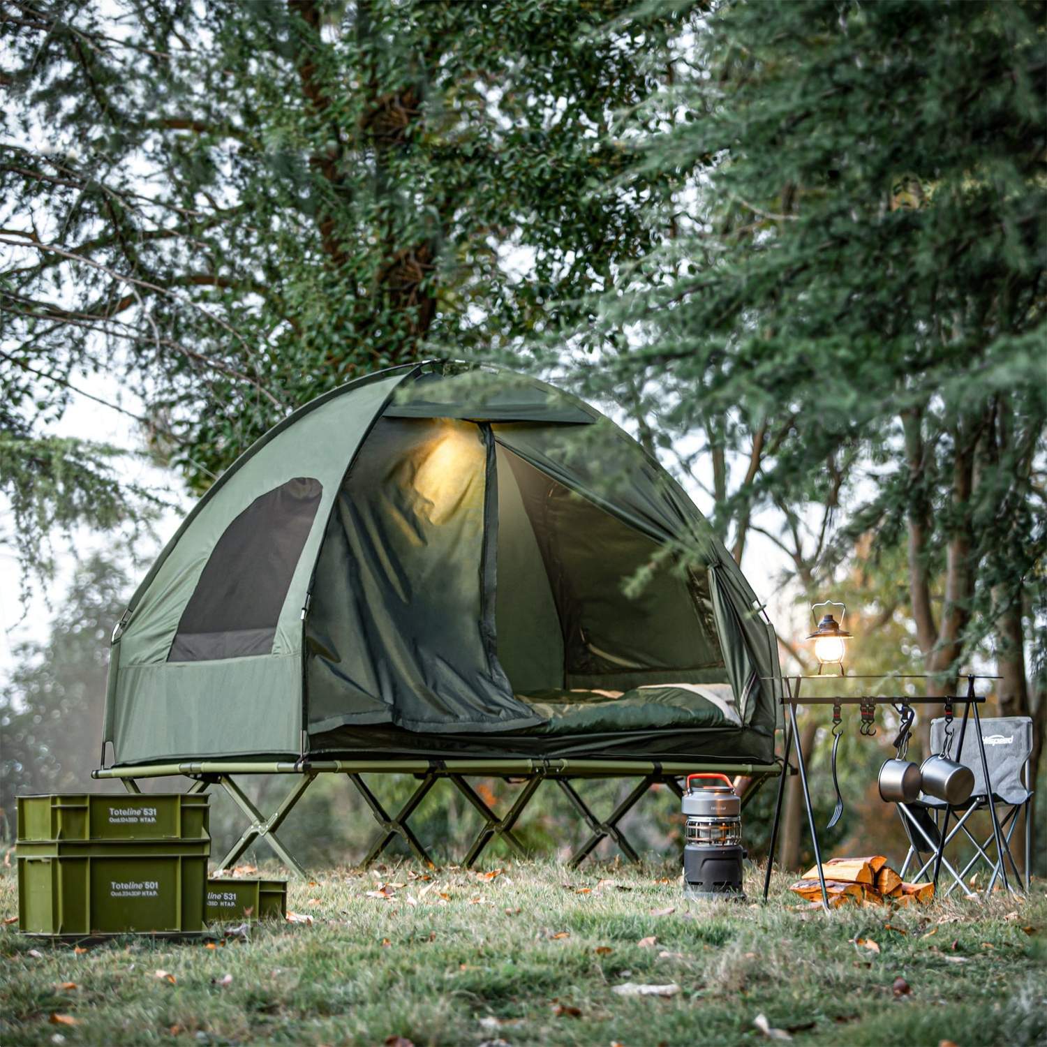 Campingtelt Med Plads Til  -personer  193x145x185cm  Grøn