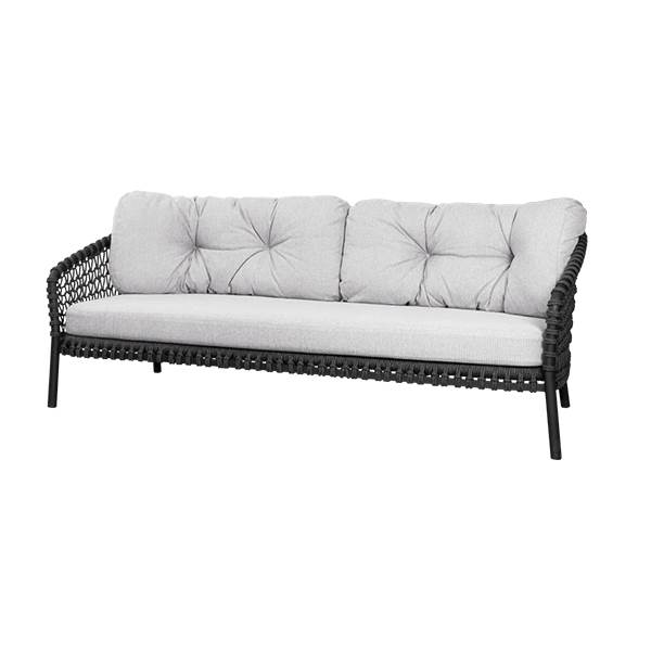 Cane-line Ocean Large -pers Sofa White Grey Soft Rope Dark Grey : Erling Christensen Møbler