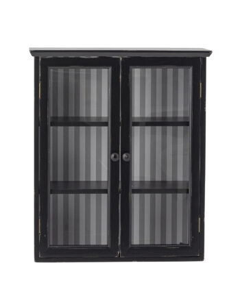 Creative Collection Hazem Vægskab       Glaslåger Og   Hylder Sort Fyrretræ  L51 5xh66 5xb22