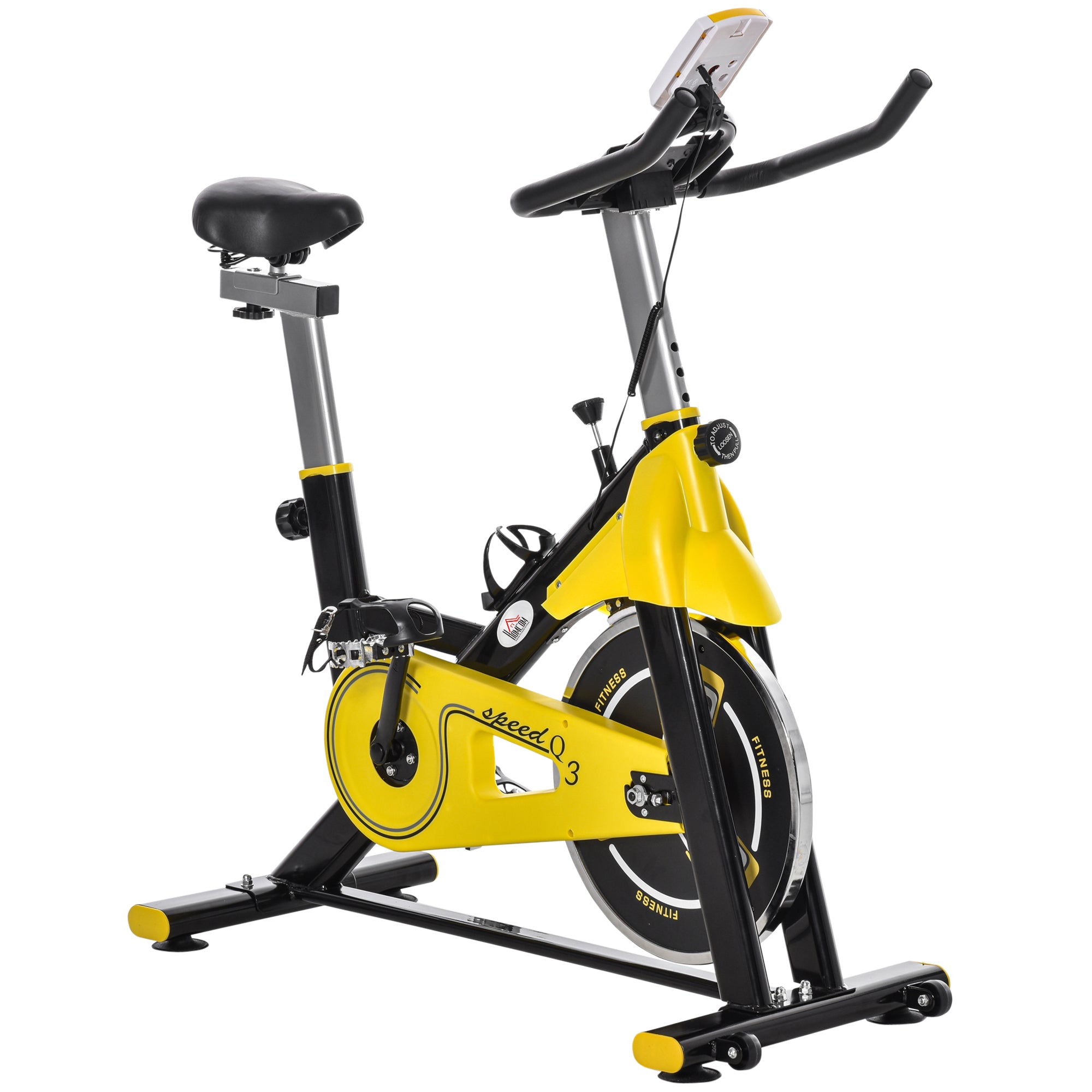 Cykeltræner Højdejusterbar Motionscykel Fitnesscykel Rulletræner Med Remtræk Lcd-display Stål Abs Gul   Sort 45     100   101-113 Cm