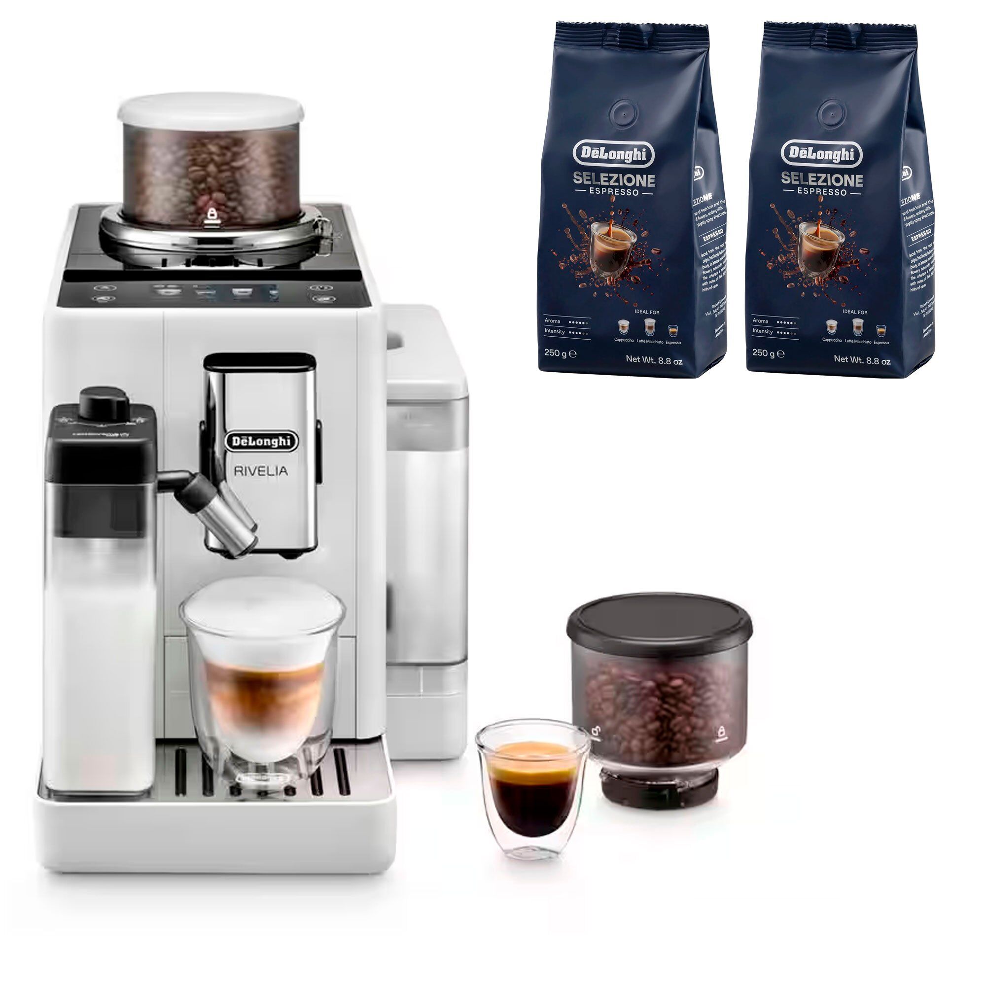 Delonghi Rivelia Helautomatisk Kaffemaskine Hvid Stk Kaffebønner Dlsc600