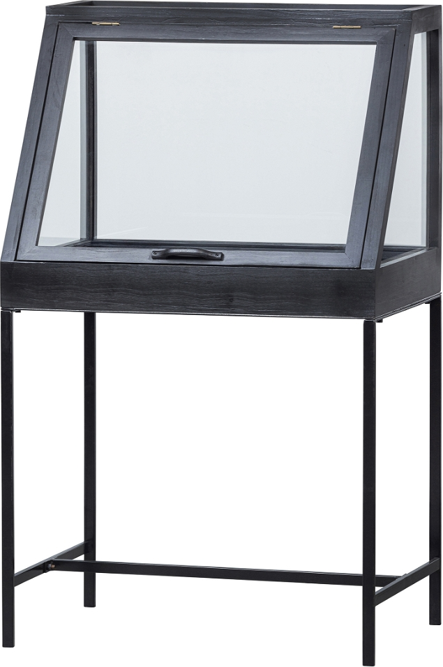 Displayskab Woood Exclusive Dido   Sort Træ Med Sikkerhedsglas H109ã B65ã D45 Cm