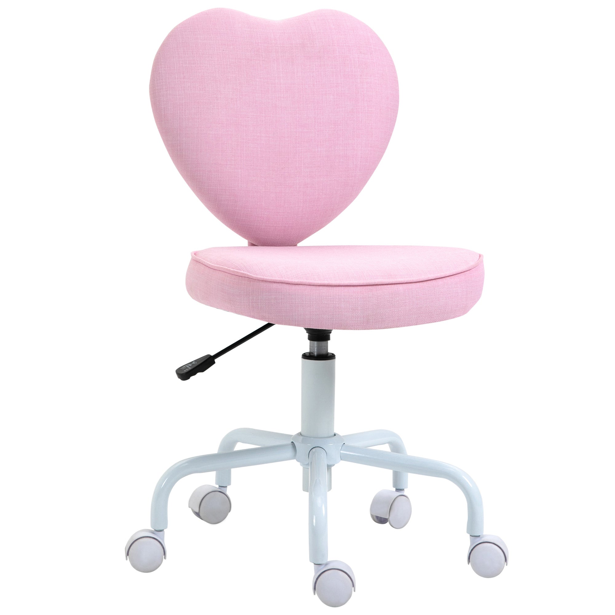 Drejestol  Sødt Hjertedesign  Højdejusterbar  Betræk   Hørlook  Pink  42   50   79-89 Cm