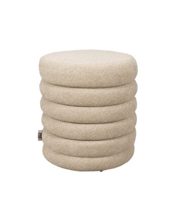 Dutchbone Fern Taburet  Rund Beige Bouclé Stof  ø37