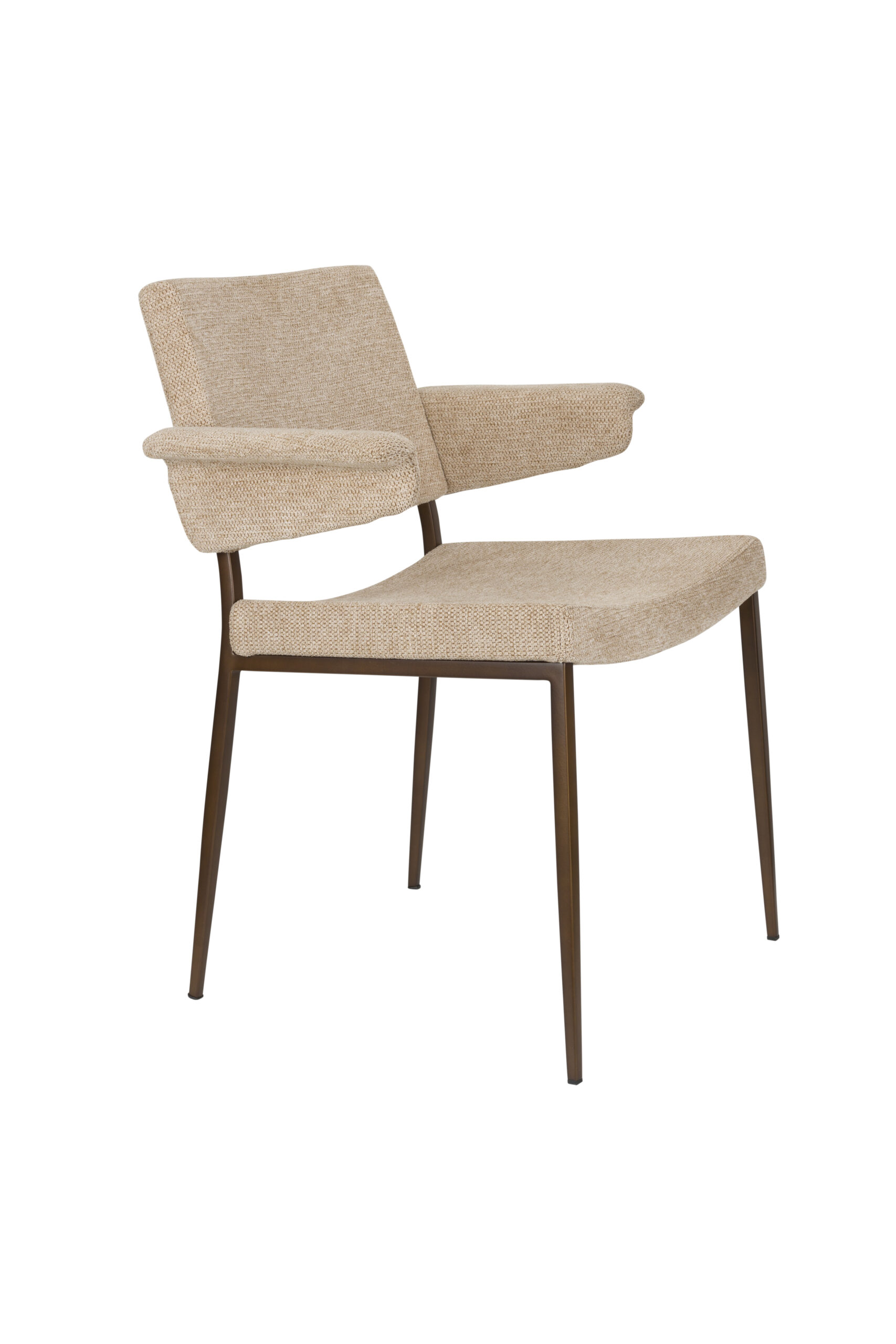 Dutchbone Portland Spisebordsstol Armlæn Beige Polyester Og Antik Finish Metal