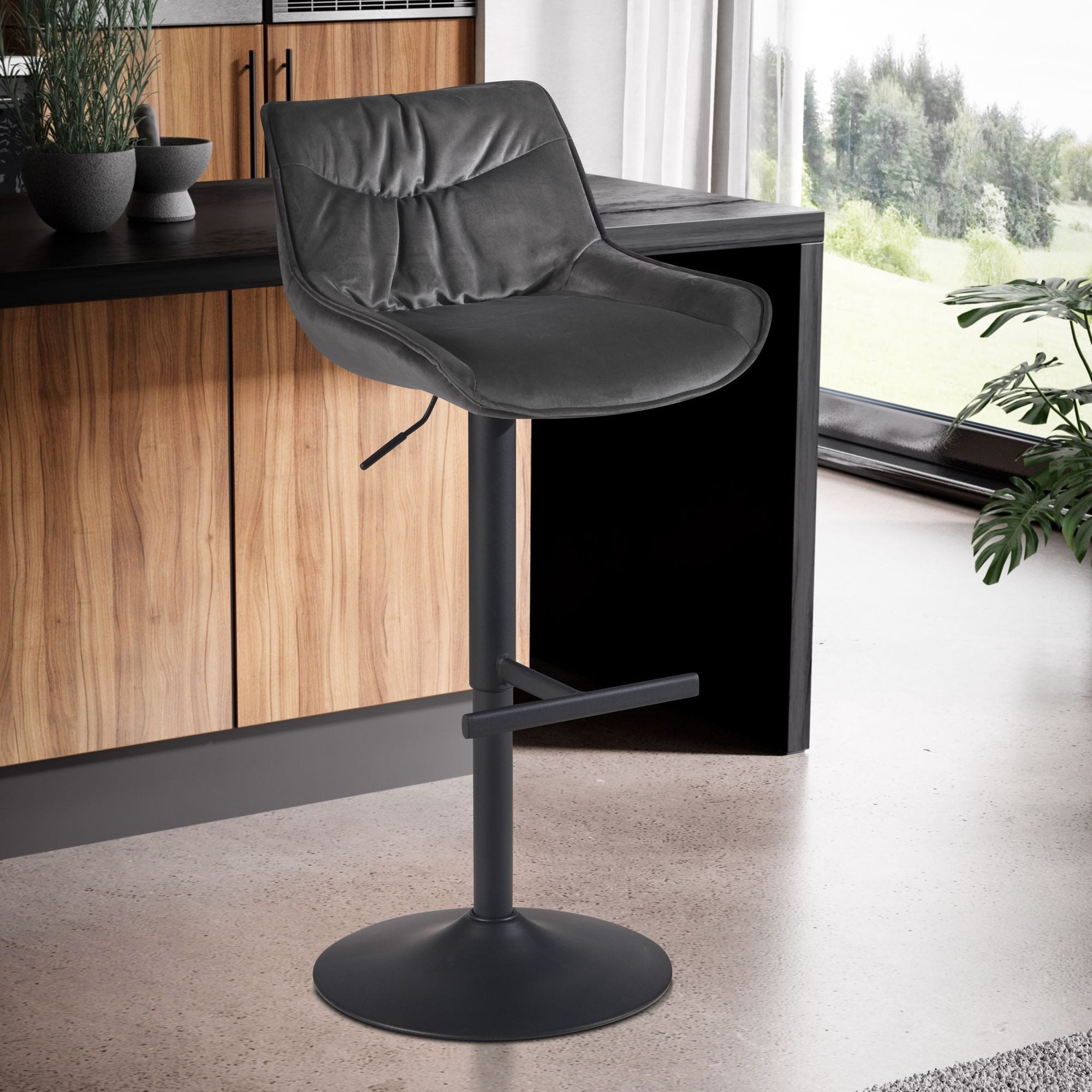 Elegant Barstol   Fløjl Perfekt Til Hjemmebaren Eller Køkkenøen