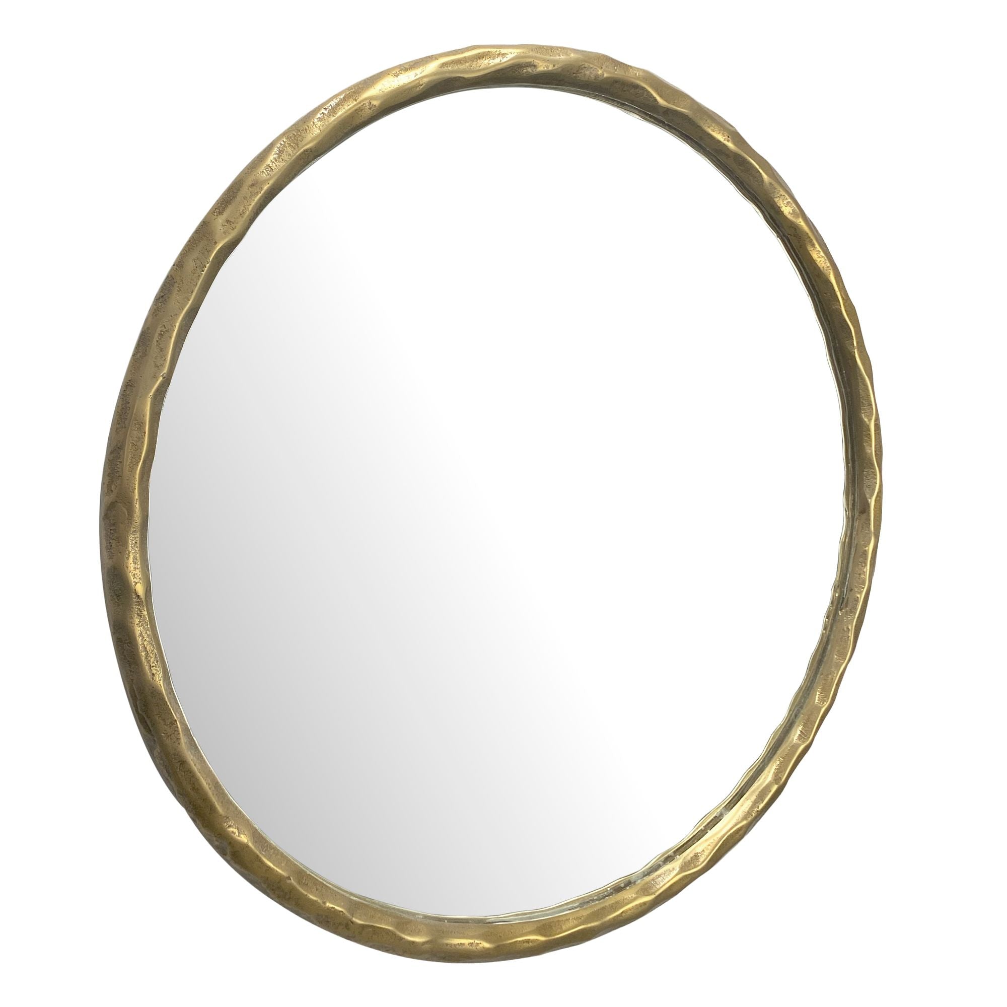 Elegant  Rundt Vægspejl Med En Delikat Guldramme  Diameter 60 Cm