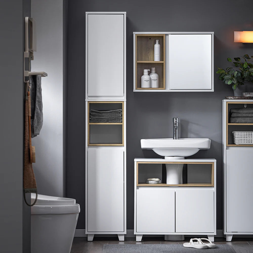 Elegant Skab Til Badeværelset  Minimalistisk Design  170x30x30 Cm  Hvid