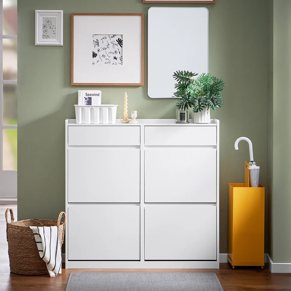 Elegant Skoskab   Skandinavisk Design  98x19x95 Cm  Hvid