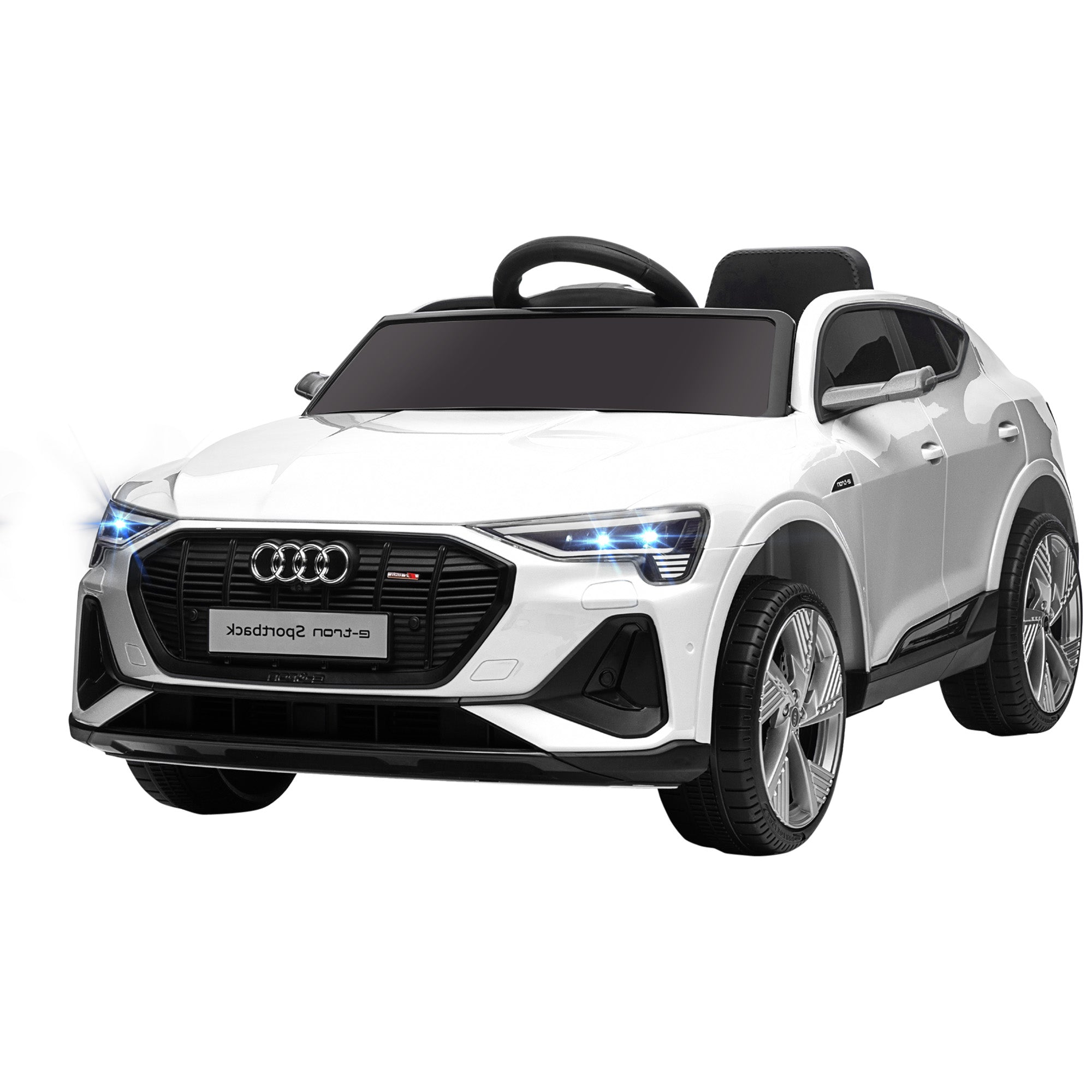Elektrisk Børnebil 12v Elbil Audi  -tron Elbil Med Fjernbetjening  Sikkerhedssele  Musik  Mp3 Usb Tf  Børnebil Til Børn  -  år   -  Km    Hvid
