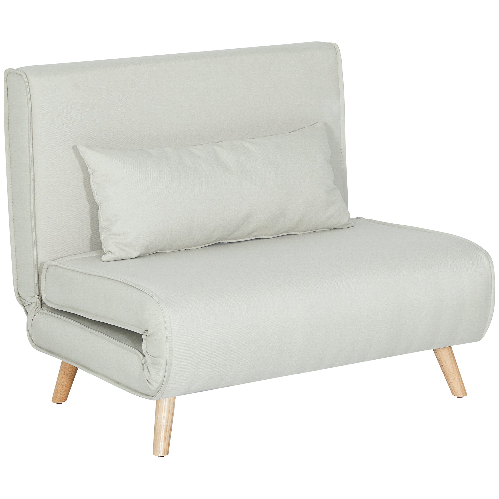 Enkelt Sovesofa Sovesofa Foldsofa Justerbar Ryglæn Liggestol Nordisk Skandinavisk 25d Skum Hushør Imiteret Grantræ Cremehvid 94   78   80 Cm