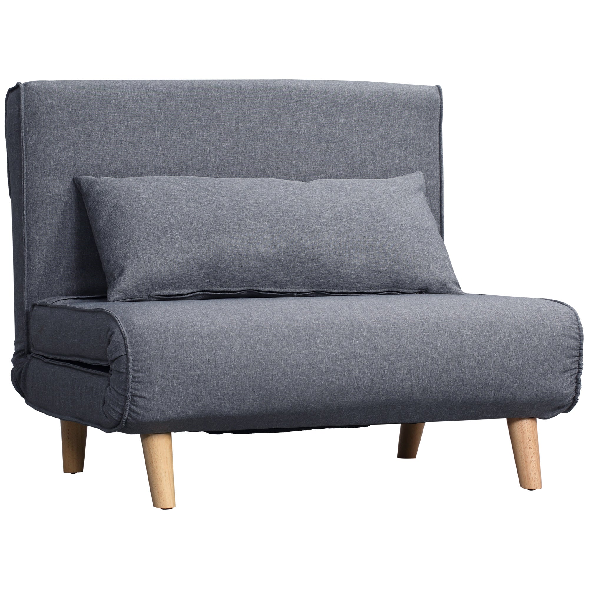 Enkelt Sovesofa Sovesofa Foldsofa Justerbar Ryglæn Liggestol Nordisk Skandinavisk 25d Skum Hushør Imiteret Grantræ Grå 94   78   80 Cm