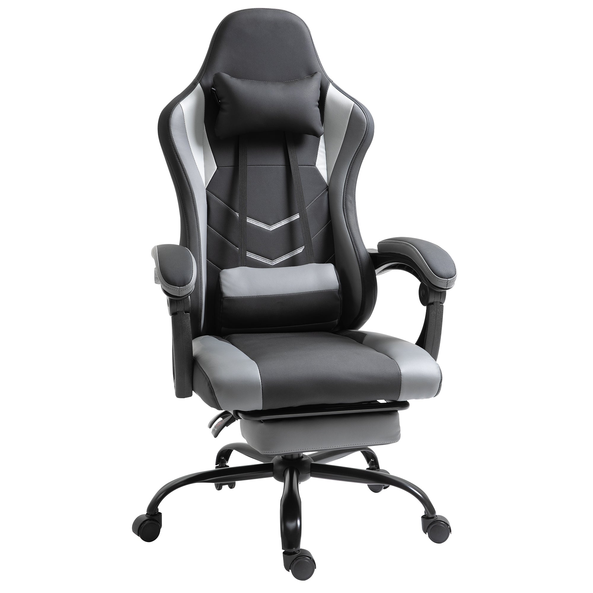 Ergonomisk Gamingstol  Kontorstol  Skrivebordsstol  Drejestol  Højdejusterbar  Justerbar Lændehynde Med Fodstøtte  Sort  62   52   128 Cm