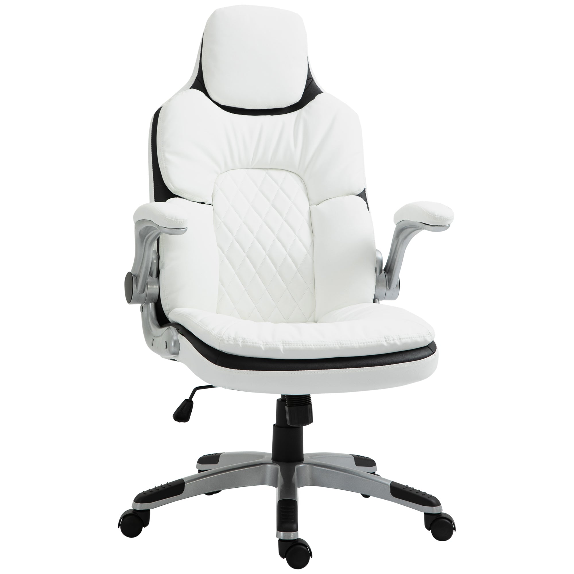 Ergonomisk Kontorstol Med Foldbare Armlæn  Højdejusterbar Kontorstol Med Vippefunktion  Tykt Polstret Stol Med Justerbare Polstrede Armlæn 69   67   113-121 Cm