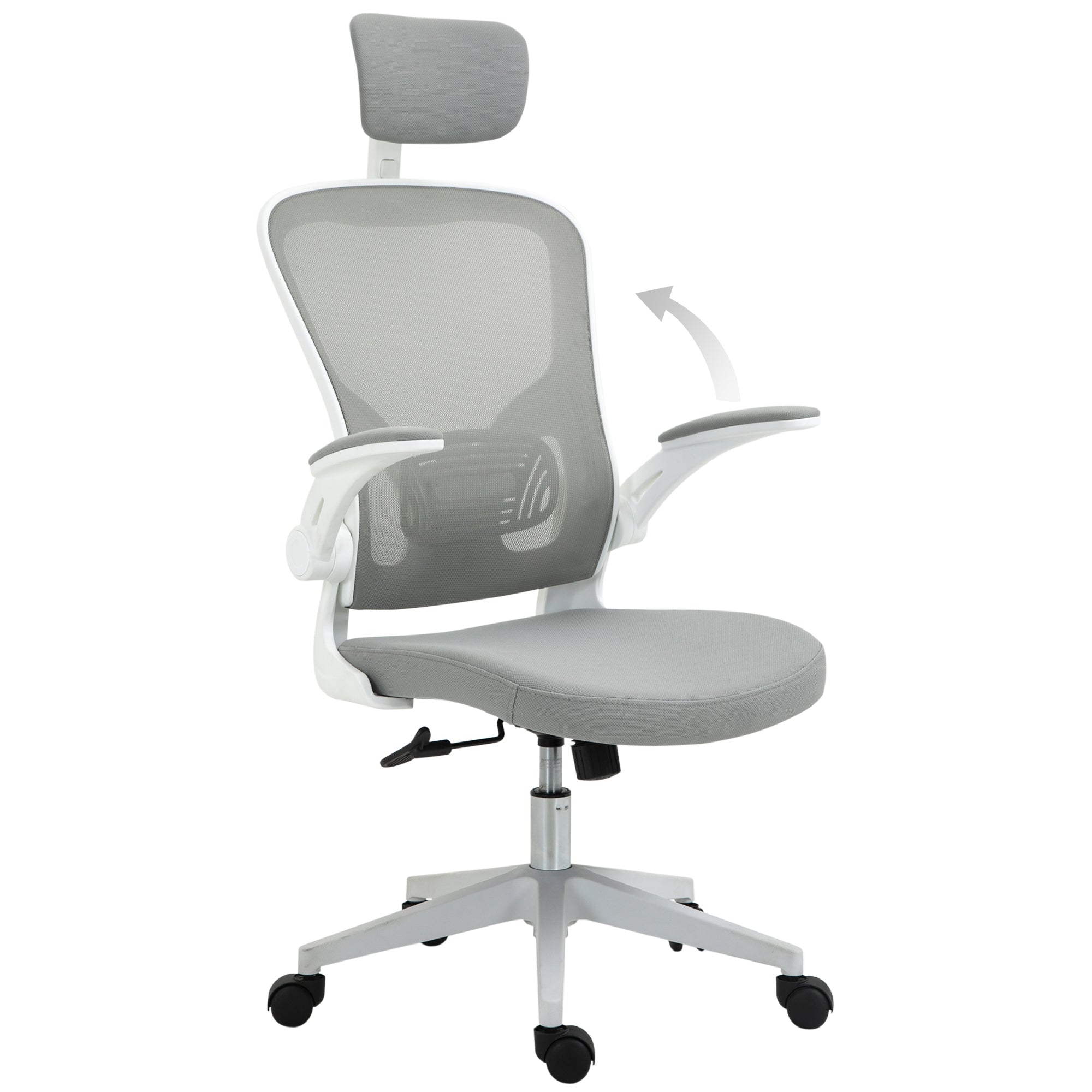 Ergonomisk Kontorstol Med Lændestøtte Og Nakkestøtte Grå