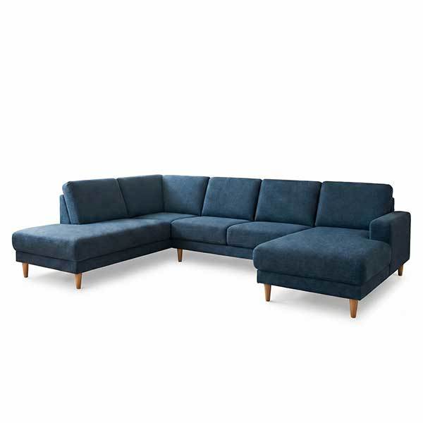 Erling Christensen Møbler Sofie  -sofa Med Chaiselong Og Open-end Mørkeblå Egetræsben : Erling Christensen Møbler  : Erling Christensen Møbler