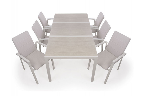 Fanø Fejø Keramik Havemøbelsæt 90x195 Cm Gråhvid Beige