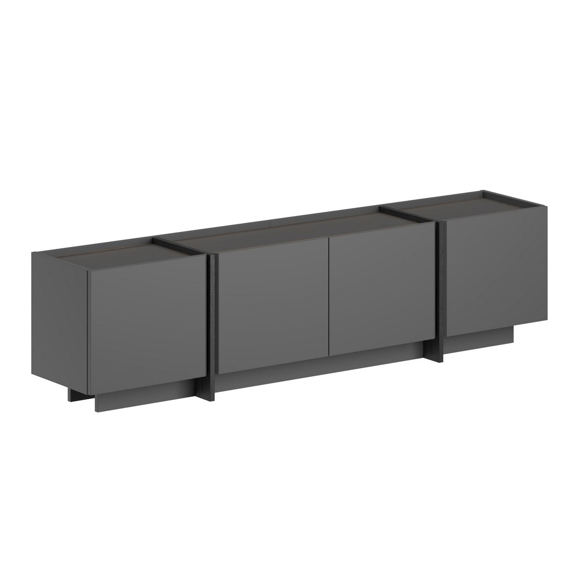 Funzi Living Lowen Tv-bord      Låger Antracitgrå Og Sort Melamin  180x35