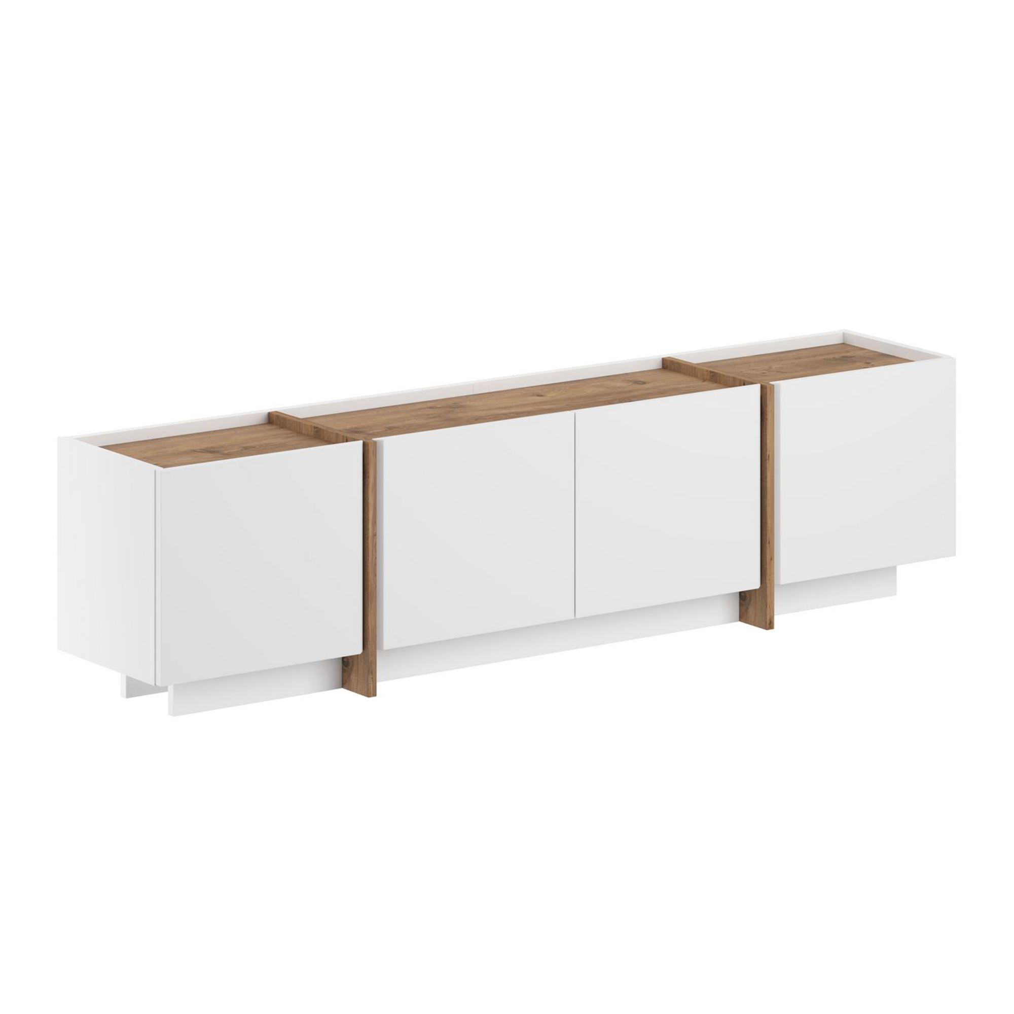 Funzi Living Lowen Tv-bord      Låger Hvid Og Natur Atlantisk Fyrretræ Melamin  180x35