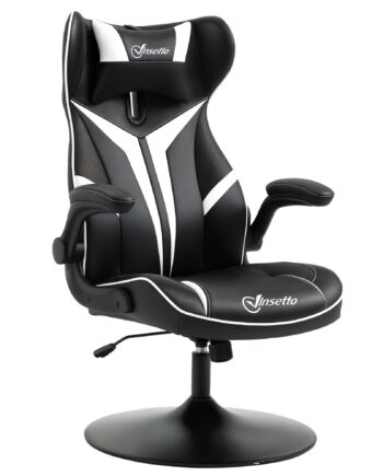 Gaming Chair Ergonomisk Computerstol Med Gyngefunktion Drejestol Højdejusterbar Stål Sort Hvid 67   70   106-112 Cm