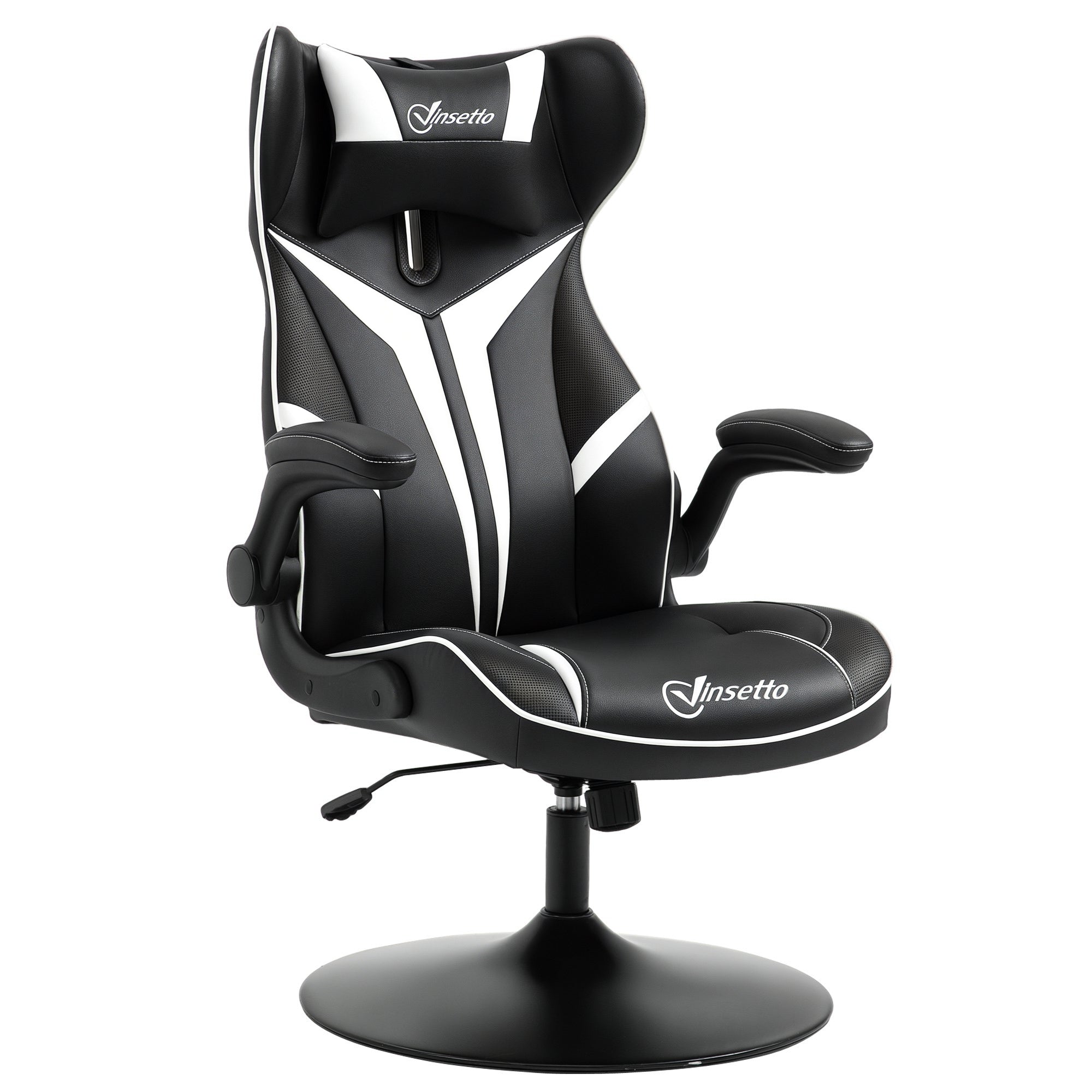 Gaming Chair Ergonomisk Computerstol Med Gyngefunktion Drejestol Højdejusterbar Stål Sort Hvid 67   70   106-112 Cm