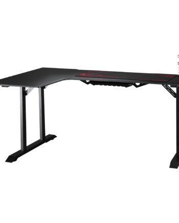 Gamingbord  -formet Med Hovedtelefonkrog Kopholder Computerbord Mdf Metal Sort Rød 168   109   78 Cm