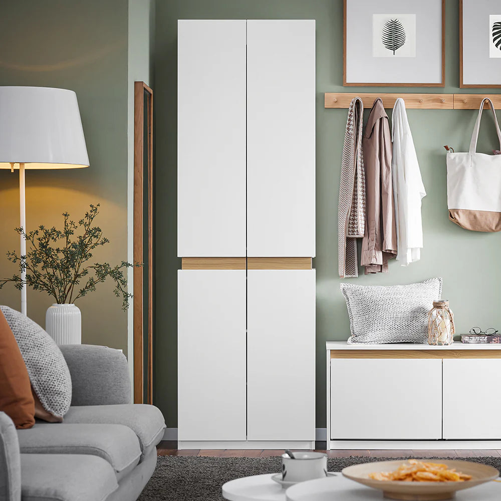 Garderobeskab   Minimalistisk  Skandinavisk Stil  L61xb30xh192 Cm  Hvid