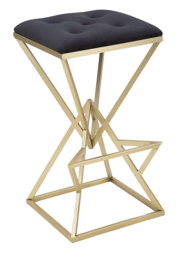 Glam Barstol   Guldfarve  Jern Glas   40x40x75 Cm