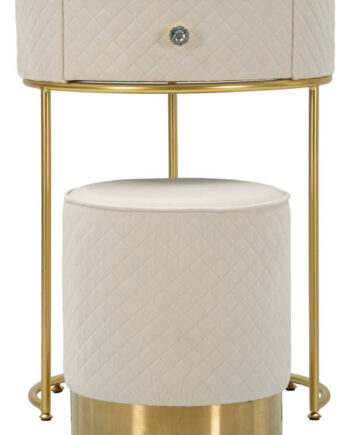 Glam Bord   Fyrretræ  Mdf Og Metal  Hvid Med Guldfarve   52x70 36x39 Cm