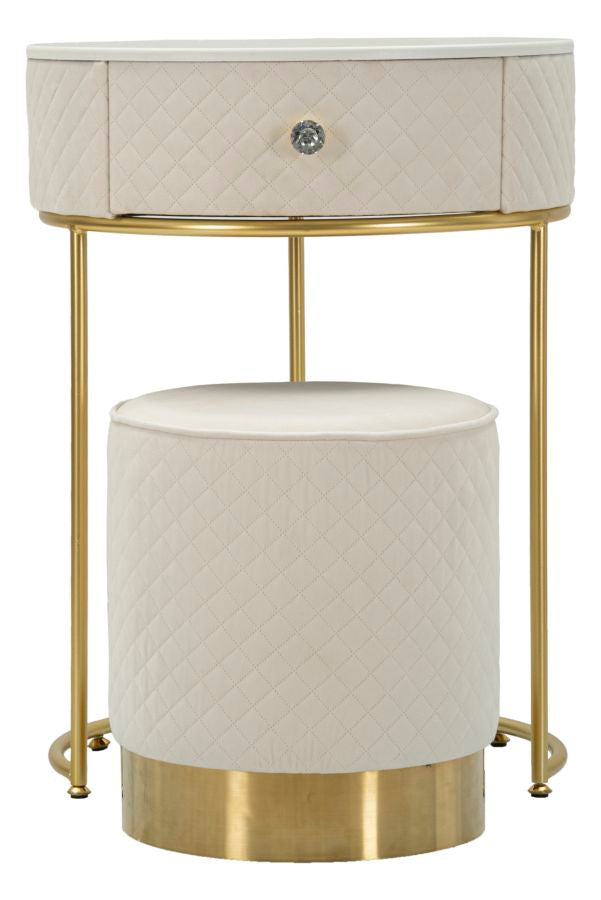 Glam Bord   Fyrretræ  Mdf Og Metal  Hvid Med Guldfarve   52x70 36x39 Cm