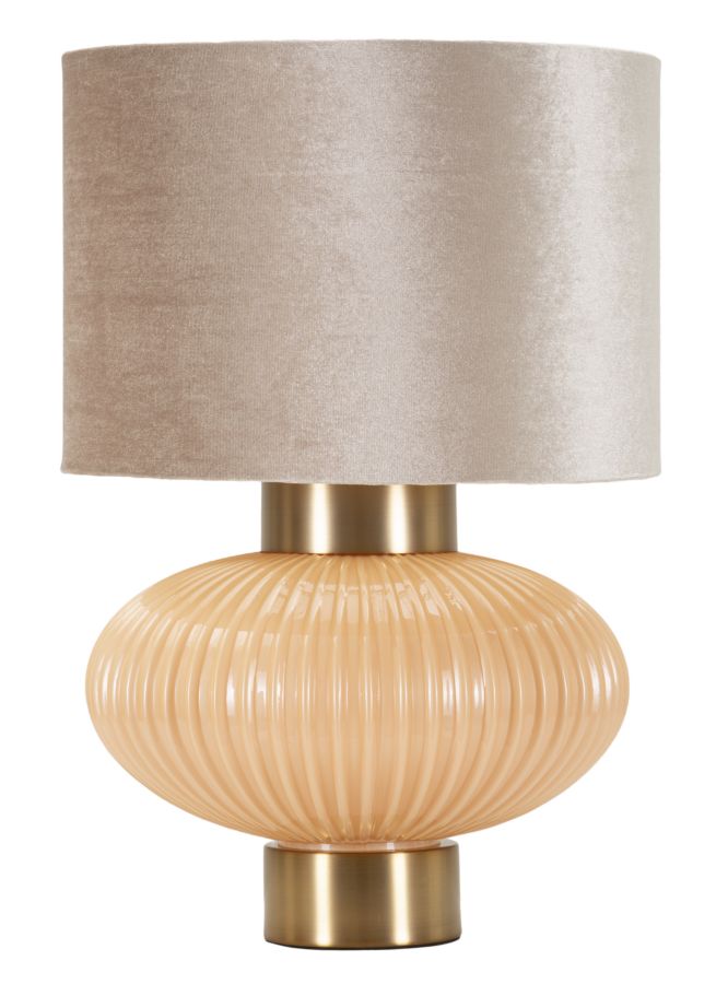 Glam Bordlampe   Guldfarve  Glas  Metal Og Stof   33x49 Cm