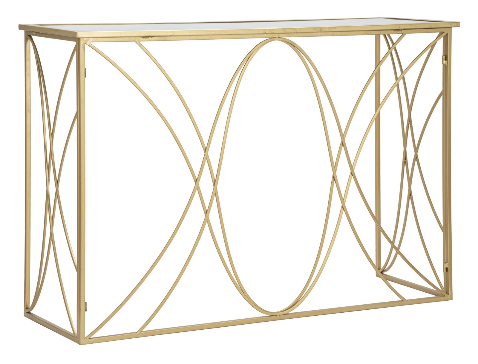 Glam Konsolbord   Guldfarve  Jern Og Glas   120x40x80 Cm