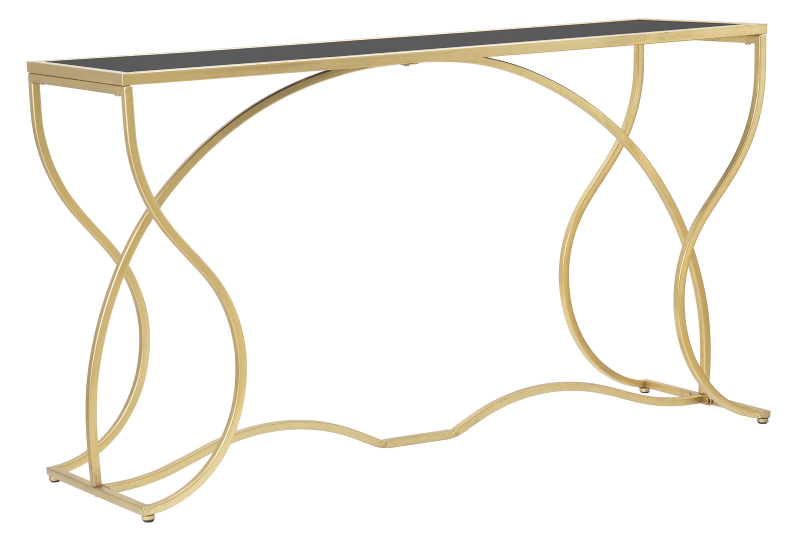 Glam Konsolbord   Guldfarve  Metal Og Glas   130x40x75 Cm