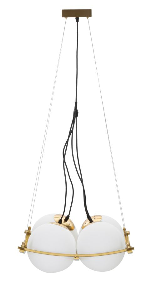 Glam Lampe   Jern Og Glas  Guldfarvet   45x45x20 Cm