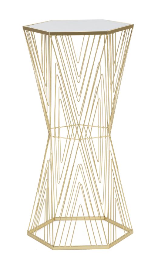 Glam Sidebord   Guldfarve  Jern Og Spejl   40x35x80 Cm