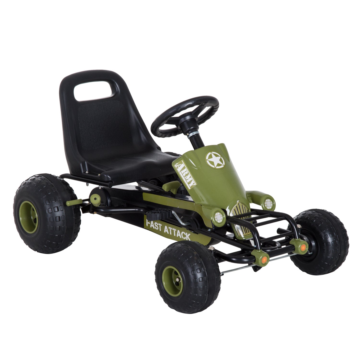 Gokart Pedalbil Med Håndbremse  Frem- Og Bakgear  Børnekøretøj Kettcar Pedalbil Med Justerbart Sæde Til Børn  -  år  99   65   56 Cm Grøn