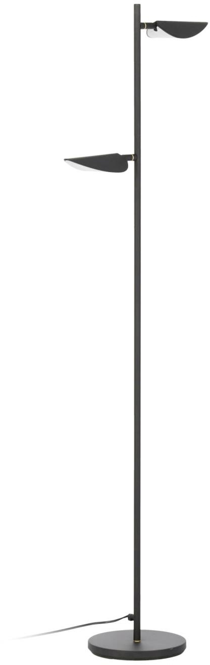 Gulv- Standlampe Kave Home Veleira   Moderne Sort Metal Med To Justerbare Led-skærme