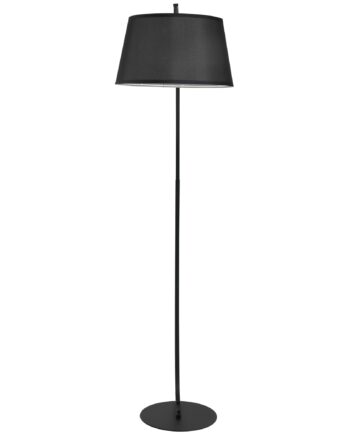 Gulvlampe  Buet Gulvlampe Med Stofskærm  Gulvlampe Med Rund Fod  Metal  105l   47b   190h Cm  Sort