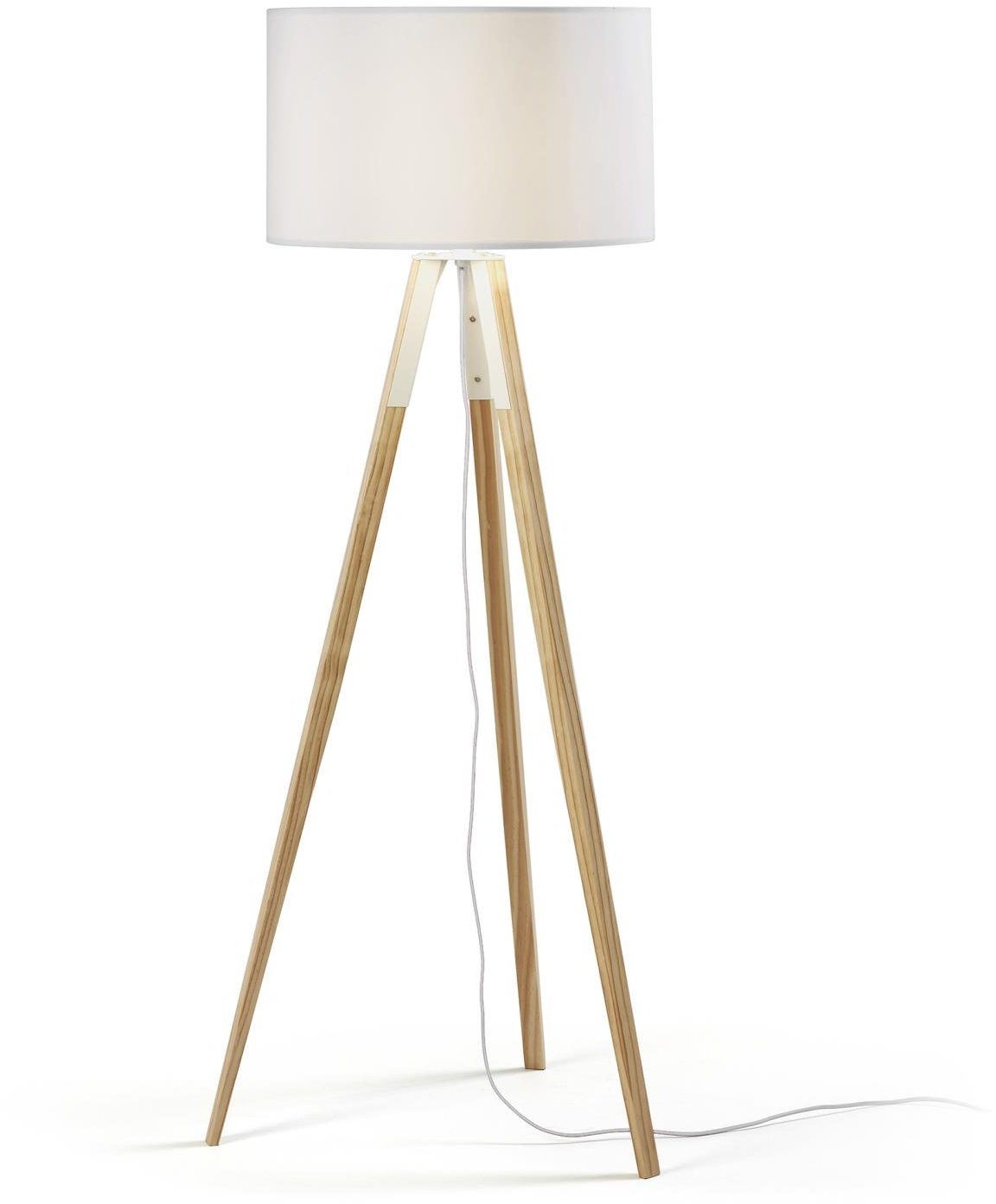 Gulvlampe Kave Home Iguazu Massivt Fyrretræ Hvid Natur H155 Cm Nordisk Moderne Design