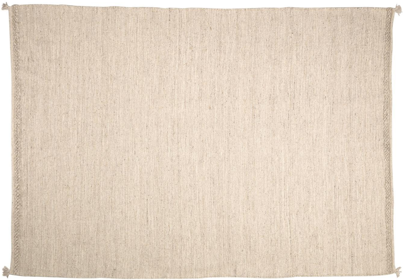 Gulvtæppe Kave Home Carime 200x300 Cm Beige   Uld Bomuld Blødt Nordisk Moderne Tæppe Med Frynser