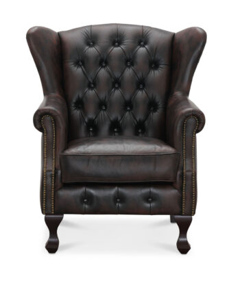Haga Aberdeen Chesterfield Lænestol Brun Læder Og Træ