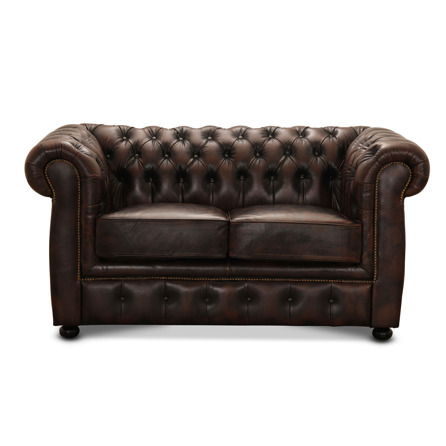 Haga Liverpool    Pers  Chesterfield Sofa Brun Læder Og Træ