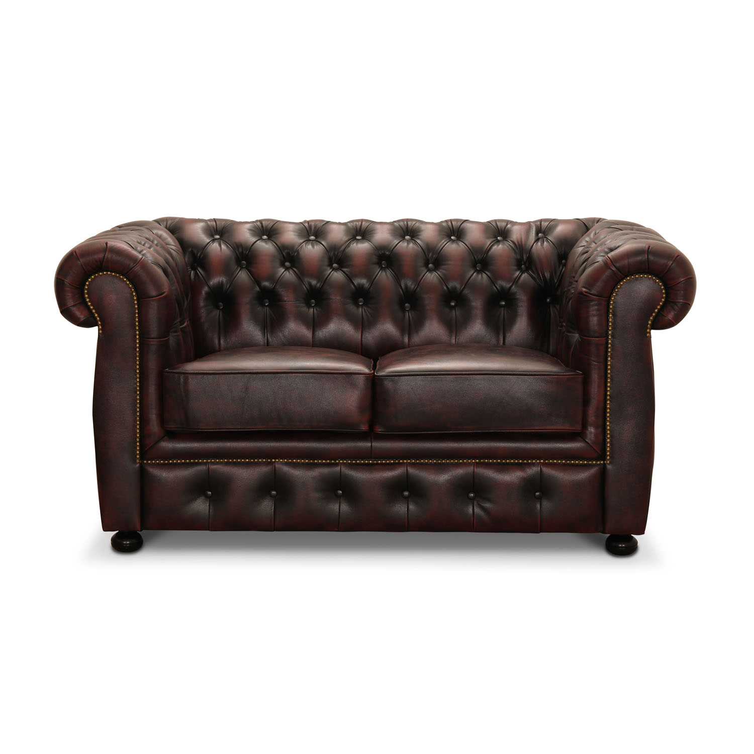 Haga Liverpool    Pers  Chesterfield Sofa Oxblood Læder Og Træ