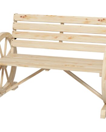 Havebænk  Vognhjulsdesign  Til   Personer  Naturtræ  Mørkebrun  105     56   79 Cm  Naturfarvet