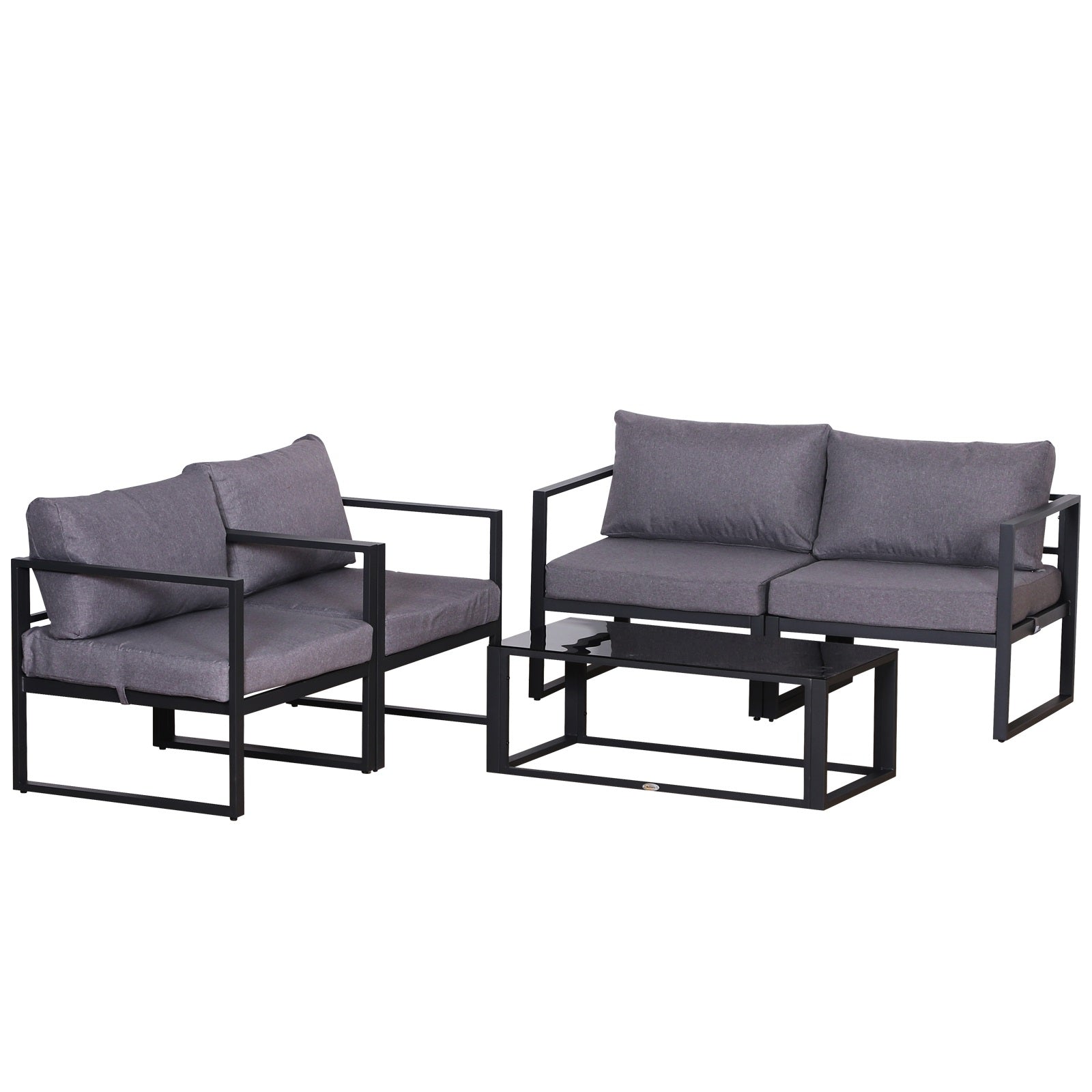 Havemøbelsæt Med Fire Dele  Siddegruppe  Sofa Med Sædehynder  Bord Med Opbevaringsplads  Polyester  Grå  138   69   63 Cm
