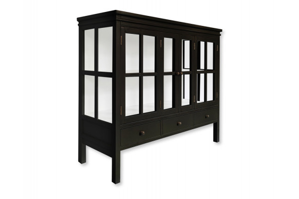Hjarnø Vitrineskab 110x130x45 Cm Sort Hvid