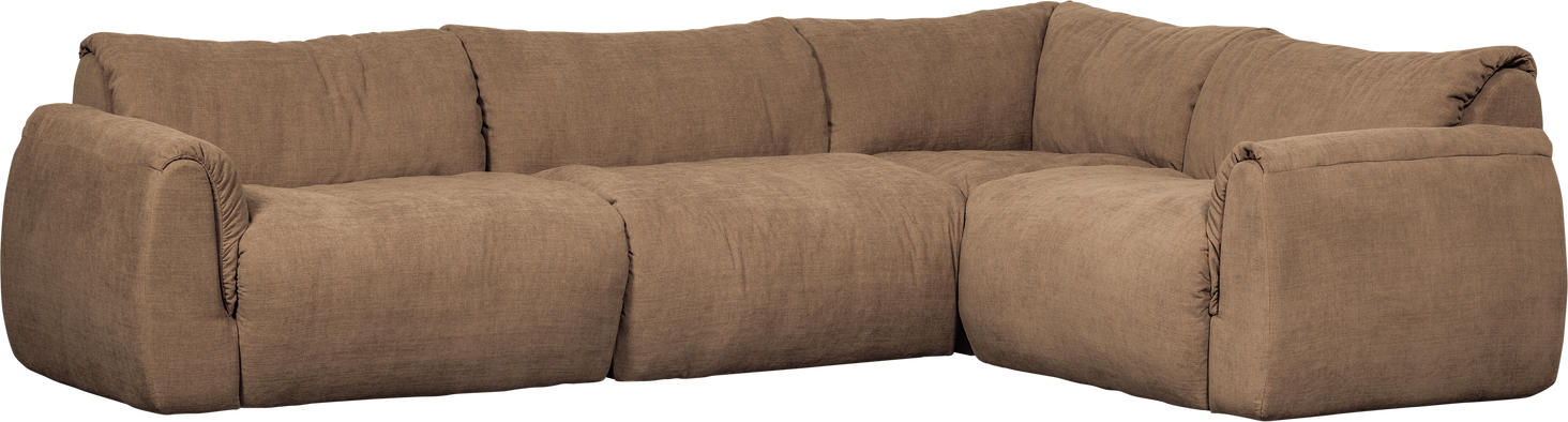 Hjørnesofa Højre Woood Baggy 301ã 210 Cm Brun Ocean Vævet Polyester Dun Toplag