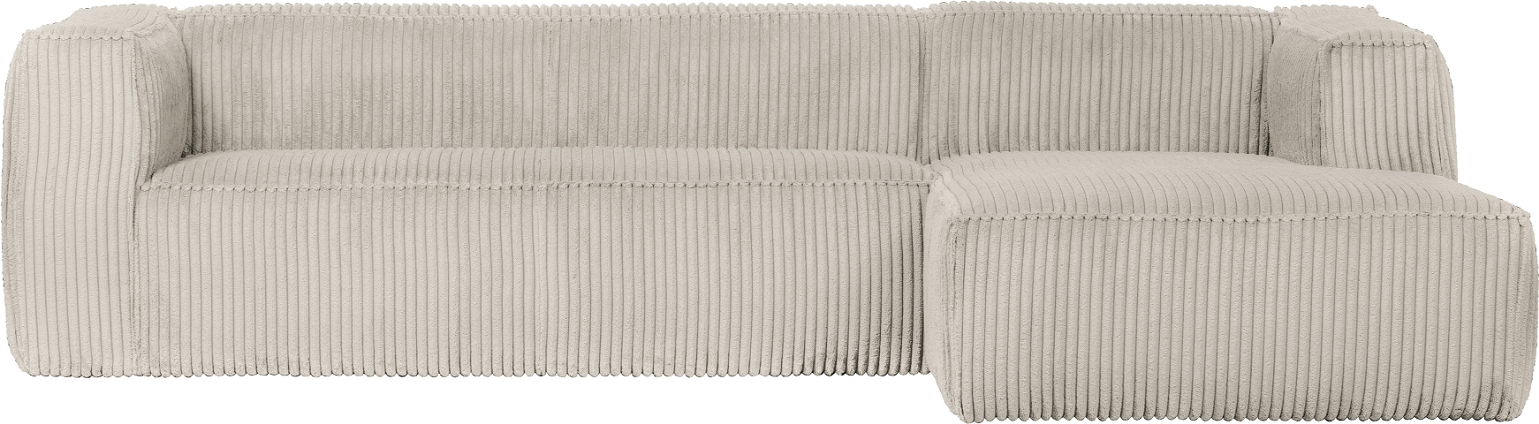 Hjørnesofa Højrevendt Woood Exclusive Bean   Lys Naturfløjl 305x175x73 Cm   Robust Fsc-træramme   Groft Ribbet Stof