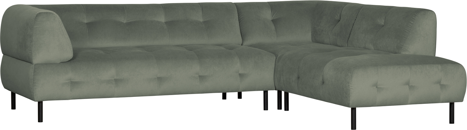 Hjørnesofa Højrevendt Woood Exclusive Lloyd Fløjlssofa Bleg Grøn 77x267x205 Cm