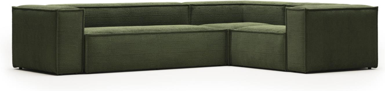 Hjørnesofa Kave Home Blok Grøn Corduroy Modulsofa   Skandinavisk Vintage Design 320x230 Cm